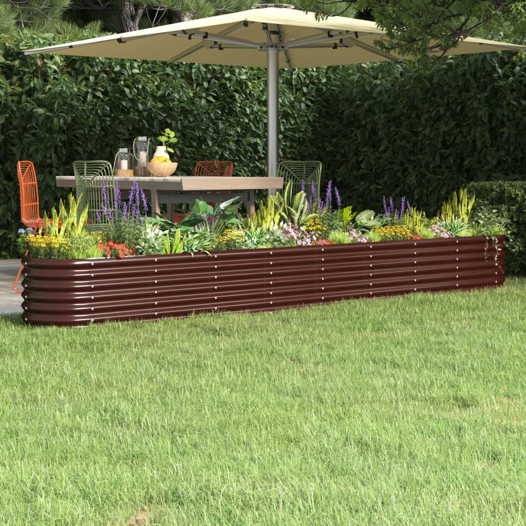 Garden Raised Bed Galvanised Steel 332x40x36 cm Brown