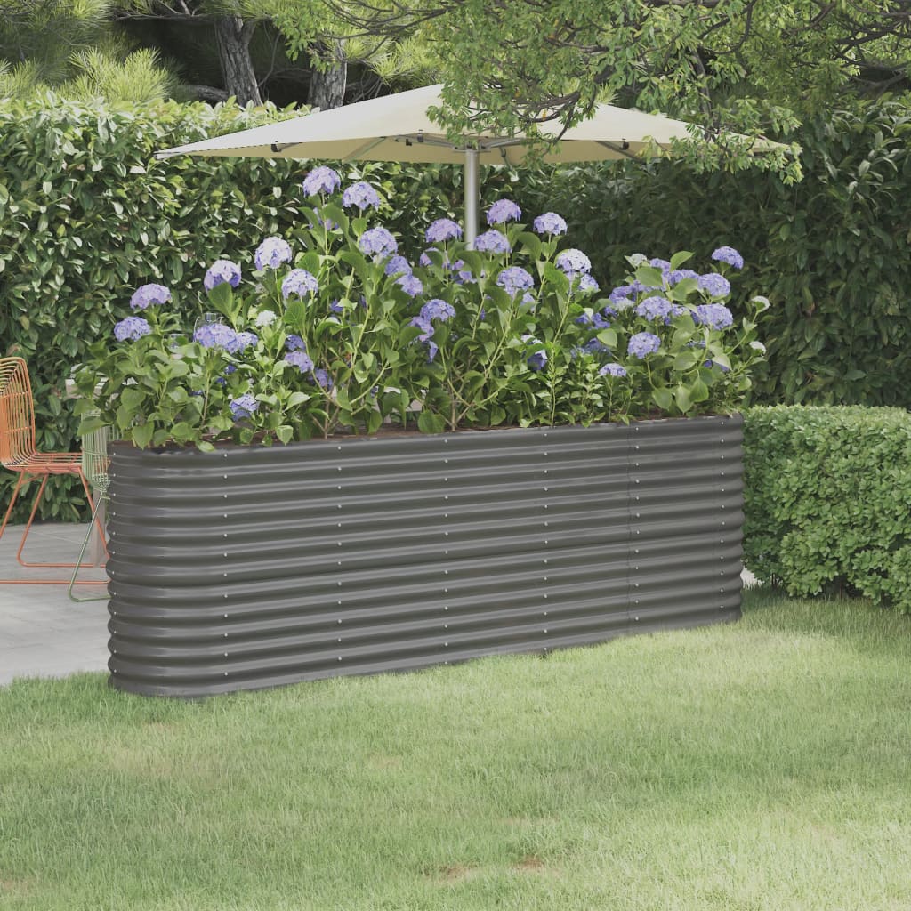 Garden Raised Bed Galvanised Steel 224x40x68 cm Grey