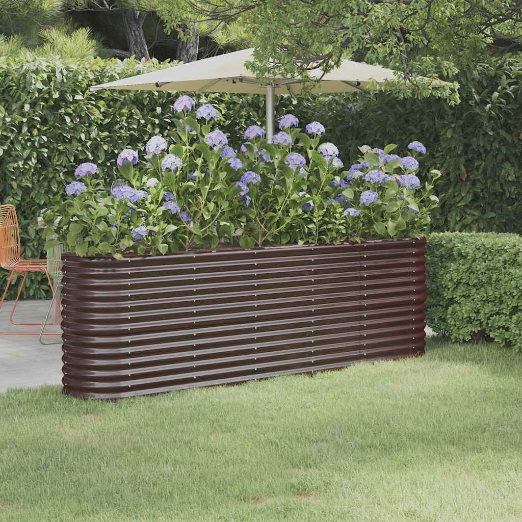 Garden Raised Bed Galvanised Steel 224x40x68 cm Brown