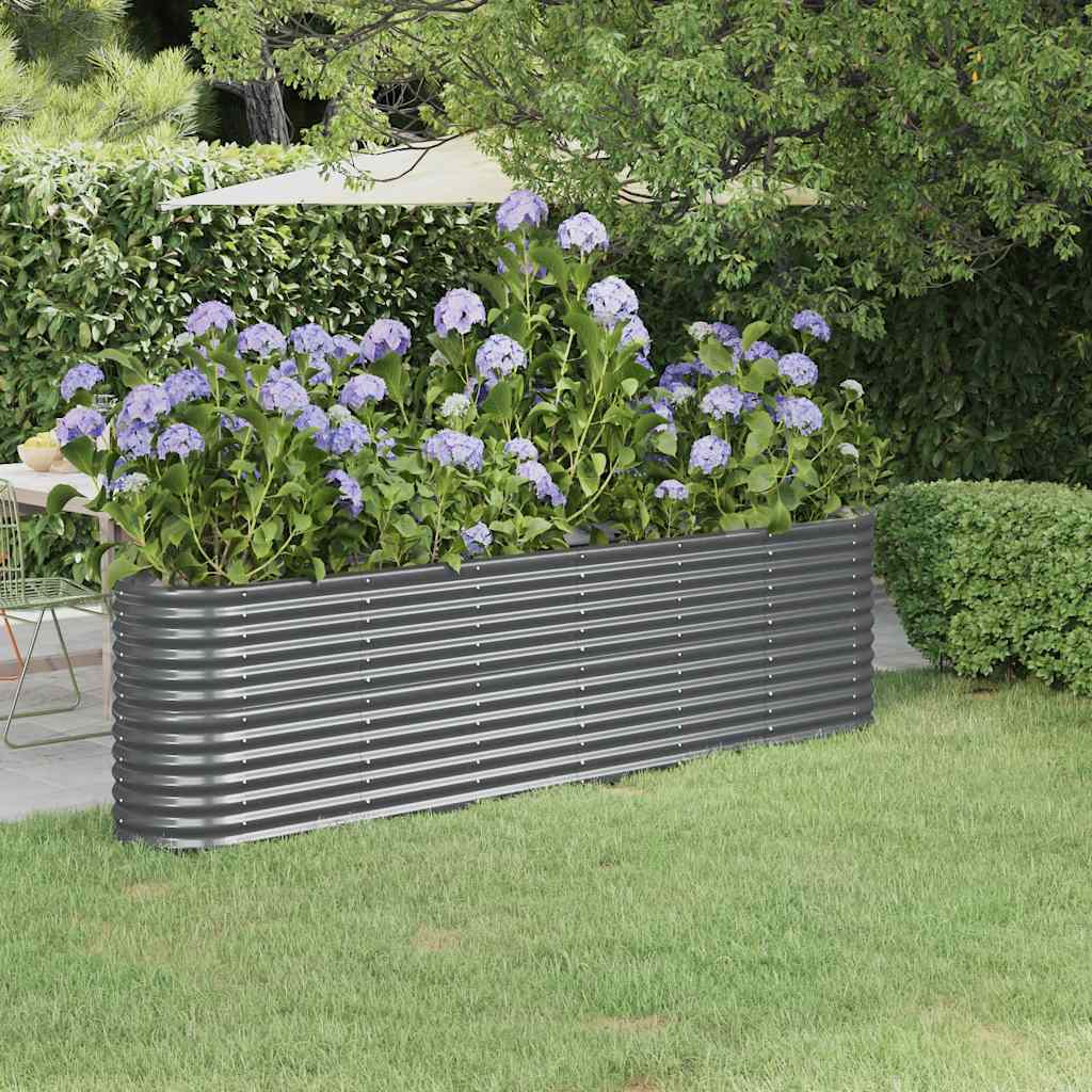 Garden Raised Bed Galvanised Steel 260x40x68 cm Anthracite