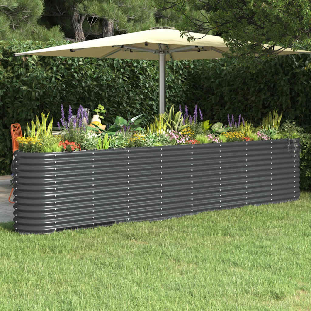 Garden Raised Bed Galvanised Steel 332x40x68 cm Anthracite