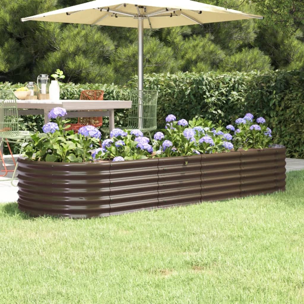 Garden Raised Bed Galvanised Steel 224x80x36 cm Brown