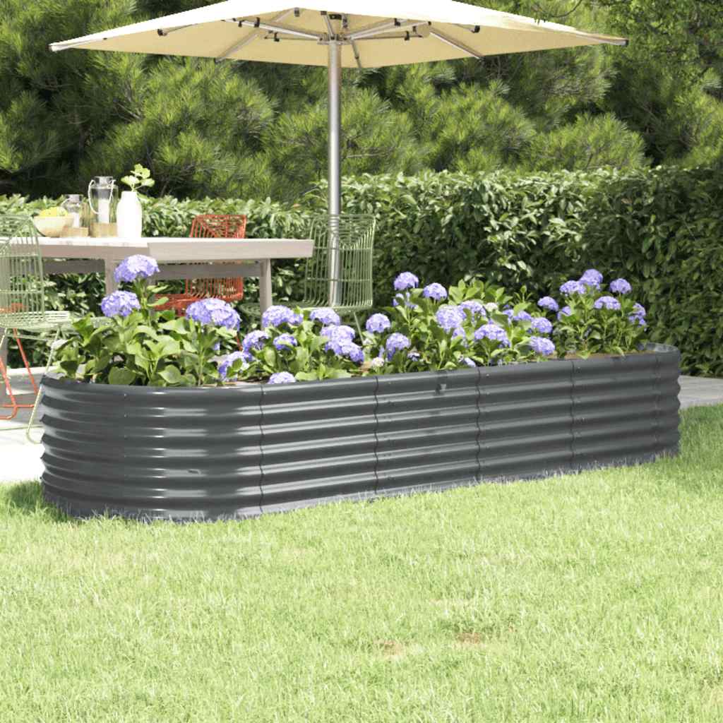 Garden Raised Bed Galvanised Steel 224x80x36 cm Anthracite