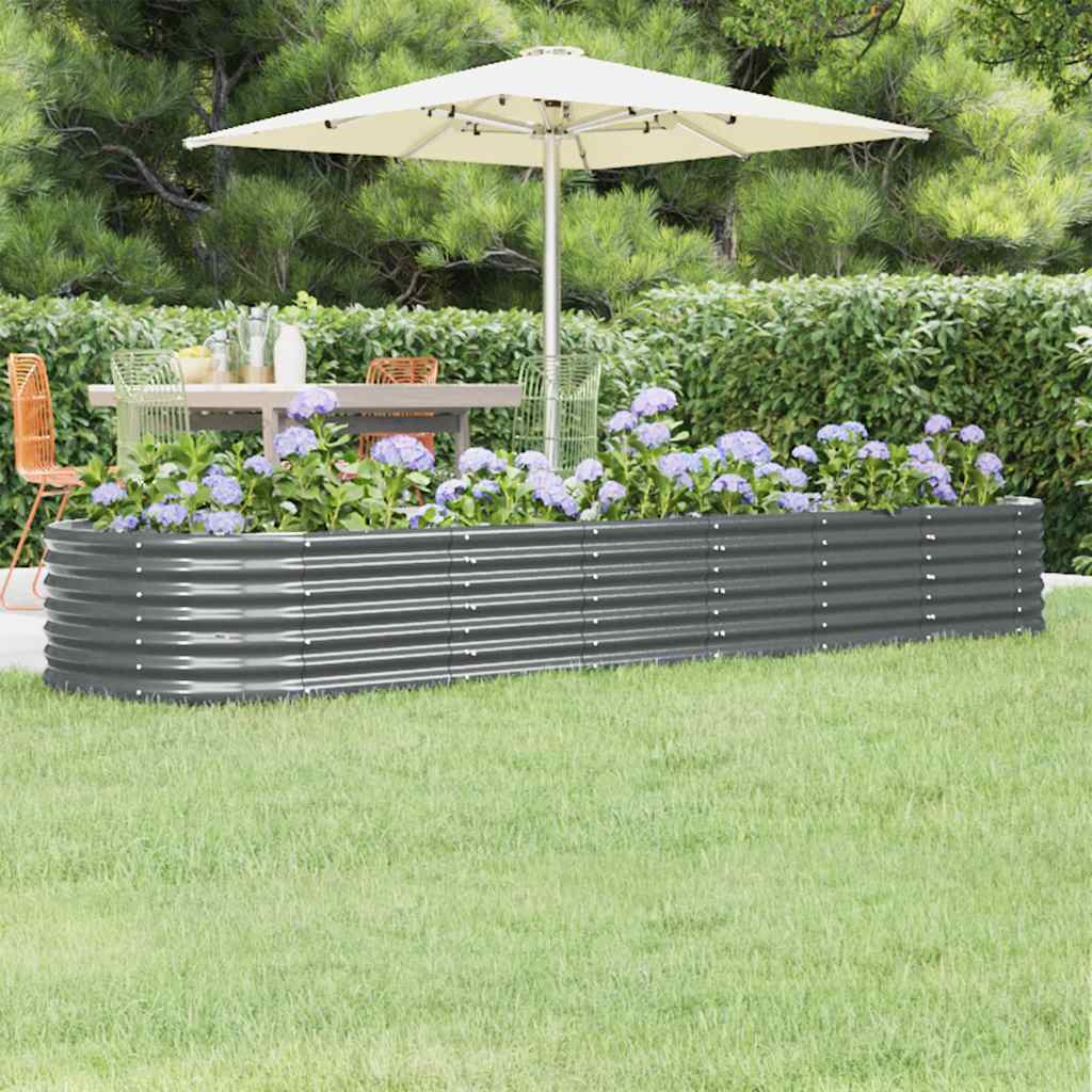 Garden Raised Bed Galvanised Steel 296x80x36 cm Anthracite