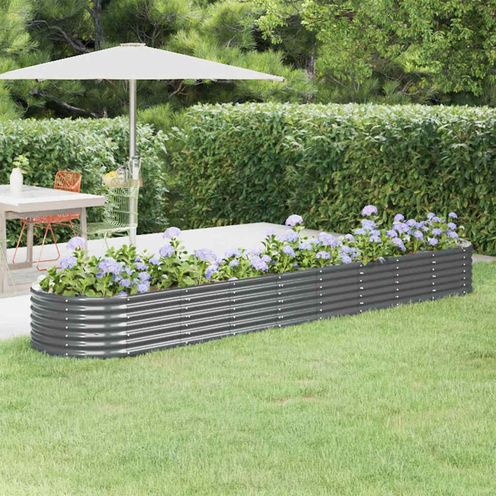 Garden Raised Bed Galvanised Steel 368x80x36 cm Anthracite