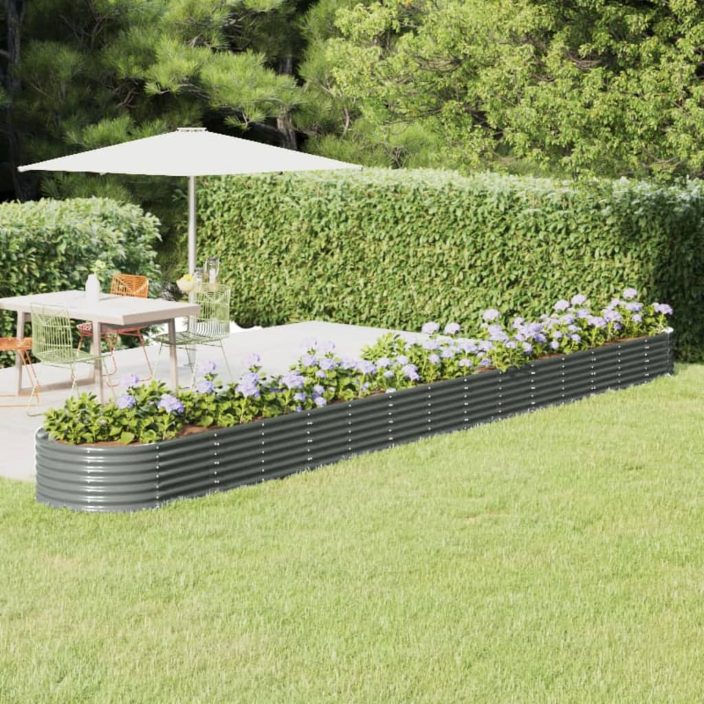 Garden Raised Bed Galvanised Steel 620x80x36 cm Grey