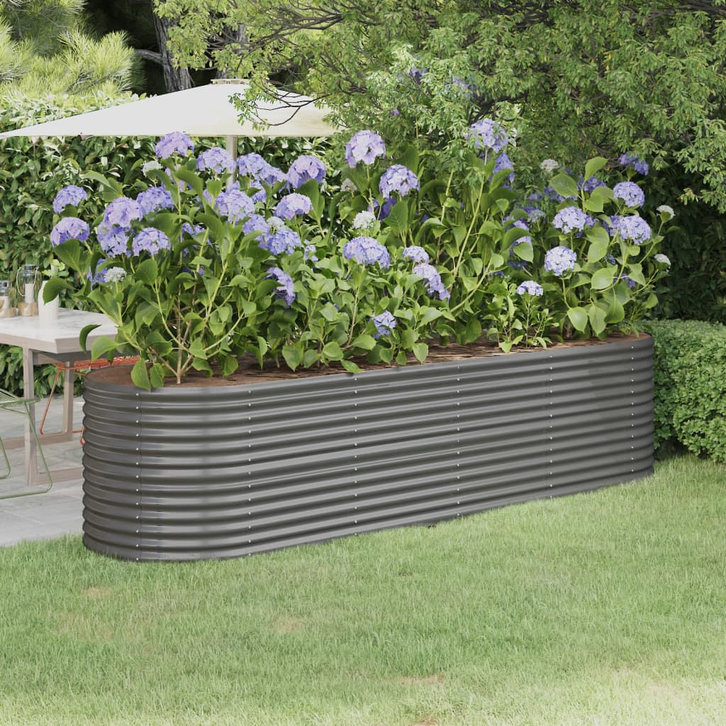 Garden Raised Bed Galvanised Steel 296x80x68 cm Grey
