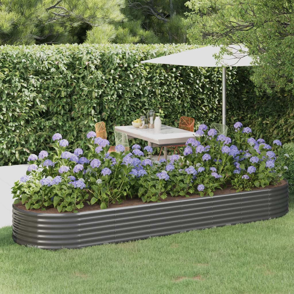 Garden Raised Bed Galvanised Steel 322x100x36 cm Grey