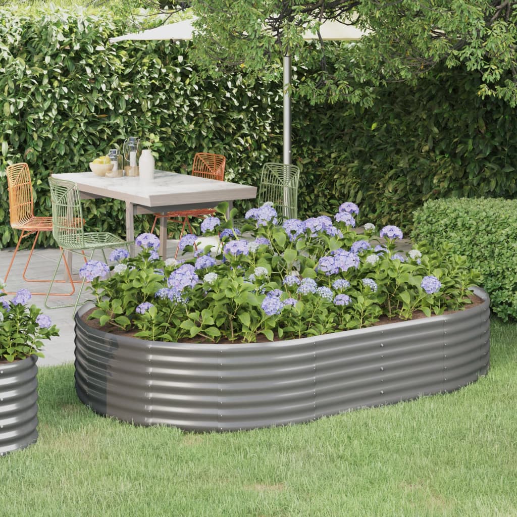 Garden Raised Bed Galvanised Steel 214x140x36 cm Grey