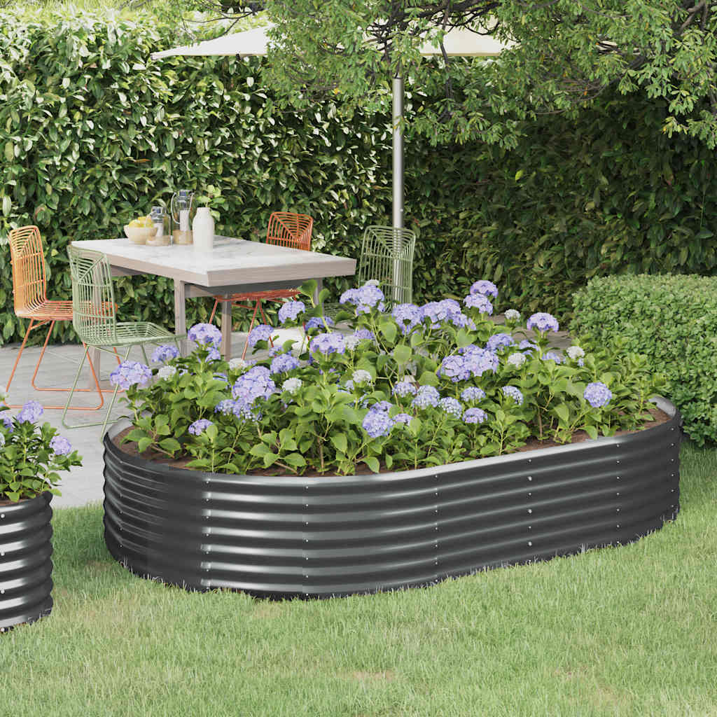 Garden Raised Bed Galvanised Steel 214x140x36 cm Anthracite