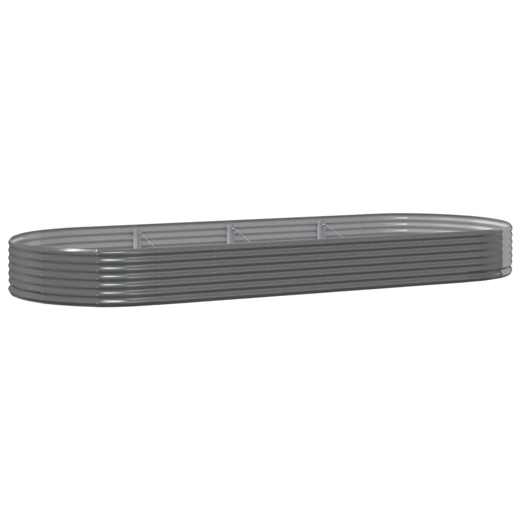 Garden Raised Bed Galvanised Steel 373x140x36 cm Grey