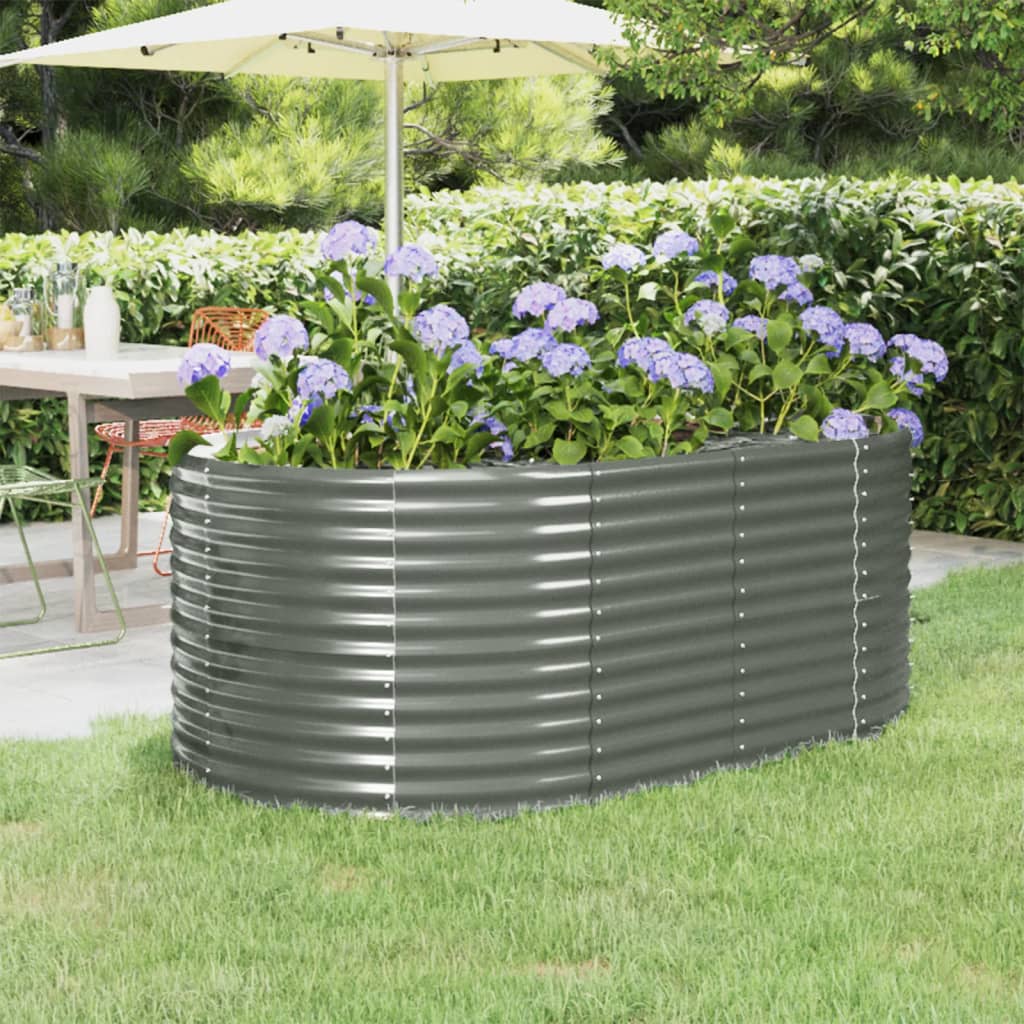 Garden Raised Bed Galvanised Steel 175x100x68 cm Grey