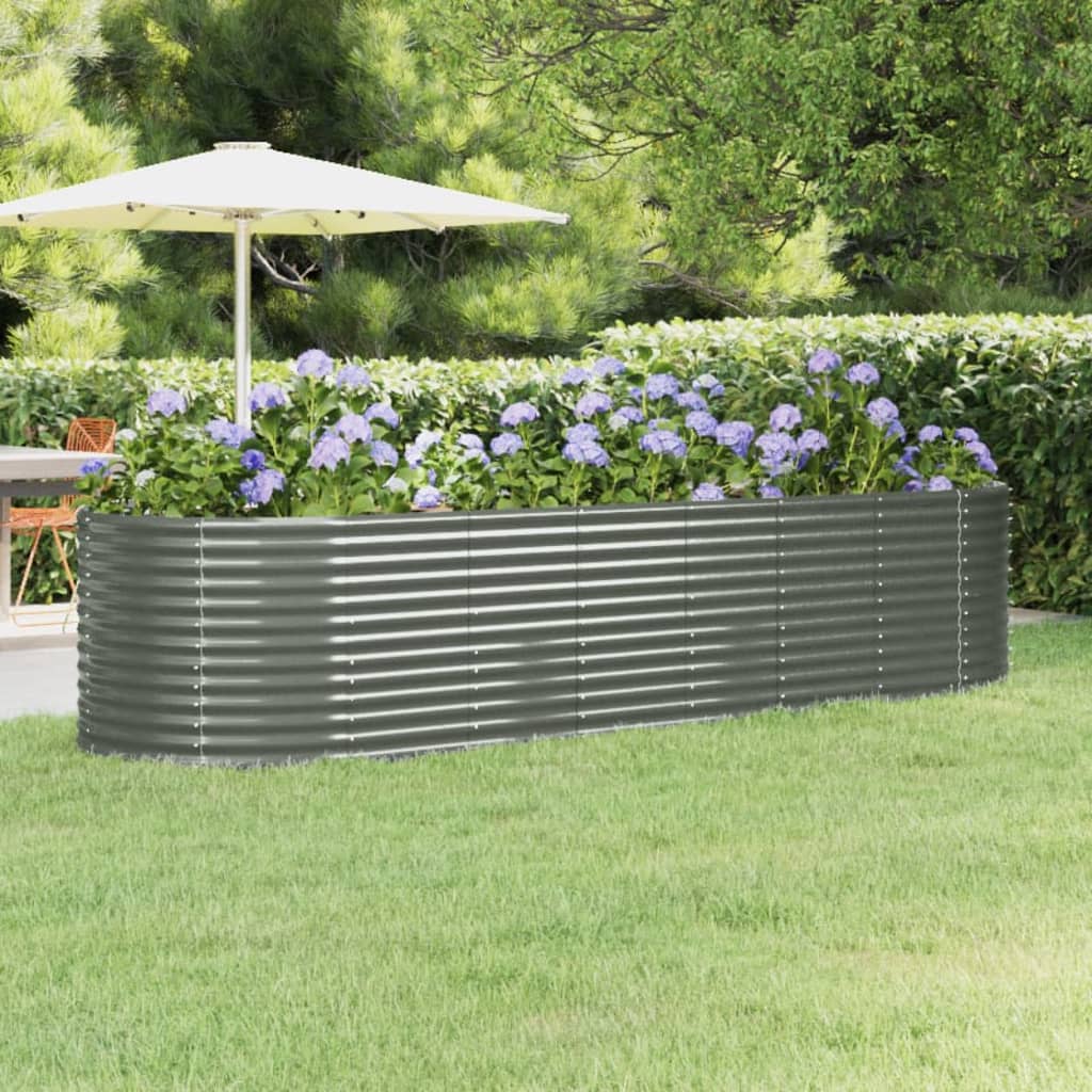 Garden Raised Bed Galvanised Steel 322x100x68 cm Grey