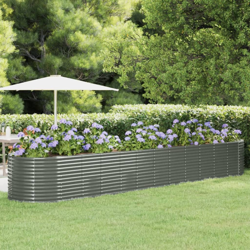 Garden Raised Bed Powder-Coated Steel 507x100x68 cm Grey