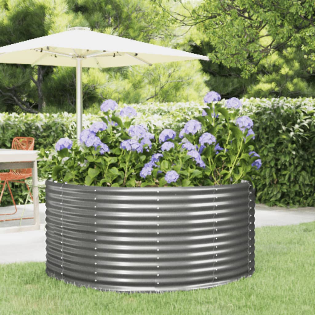 Garden Raised Bed Grey 140x140x68 cm Galvanised Steel