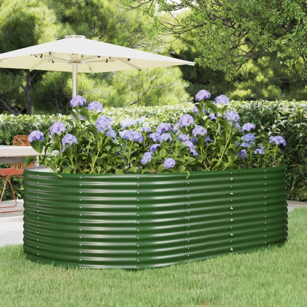 Garden Raised Bed Green 212x140x68 cm Galvanised Steel