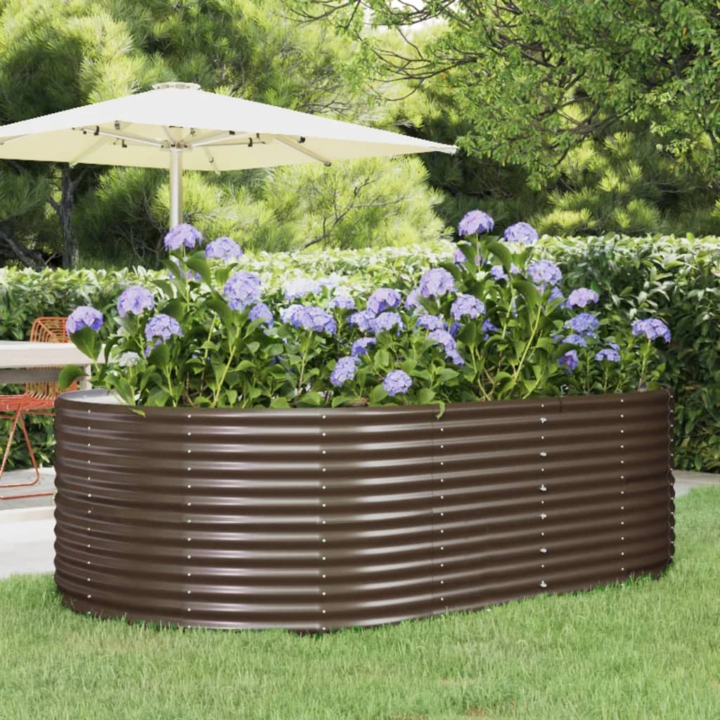 Garden Raised Bed Brown 212x140x68 cm Galvanised Steel