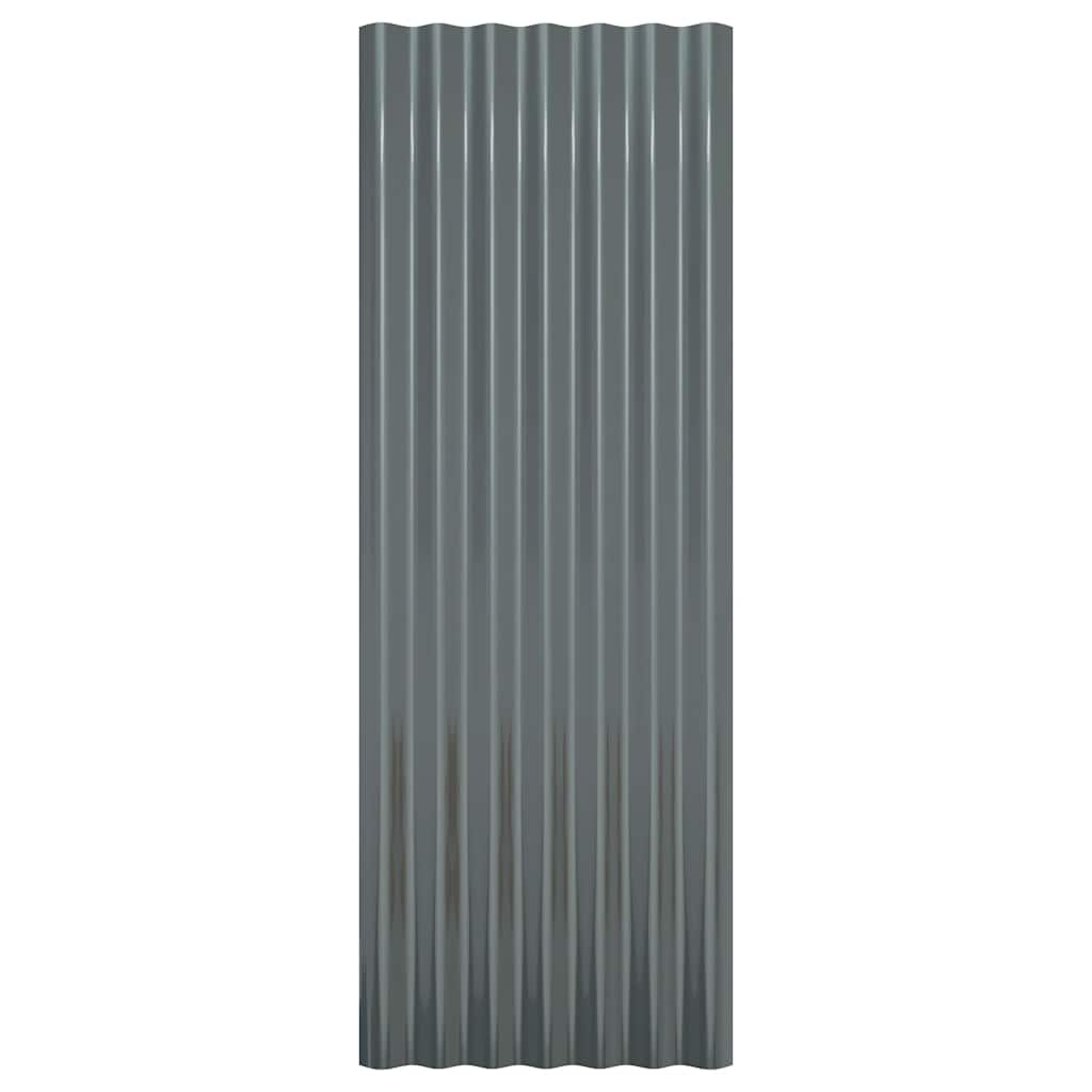 Roof Panels 12 pcs Galvanised Steel Anthracite 100x36 cm