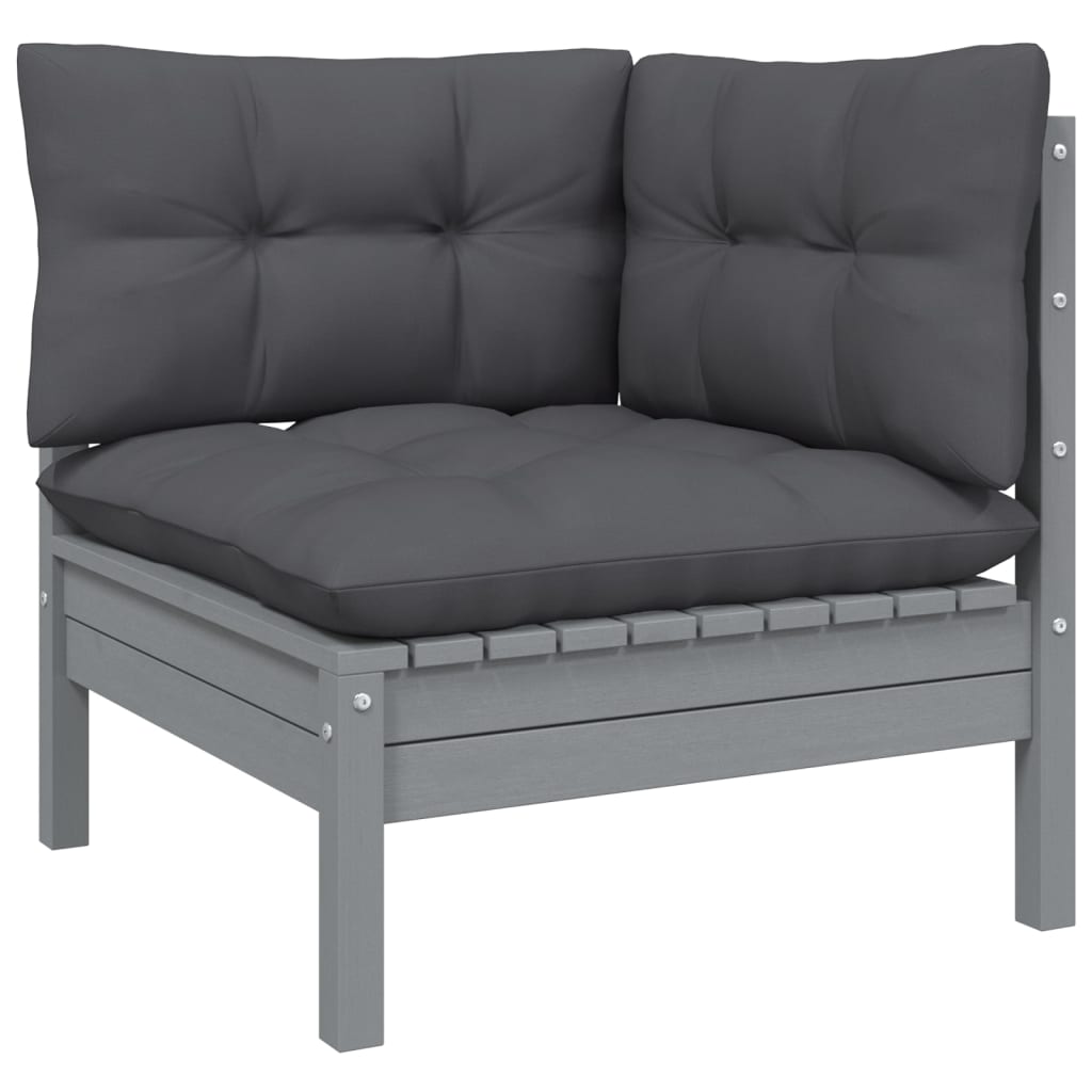 3 Piece Garden Lounge Set with Anthracite Cushions Pinewood