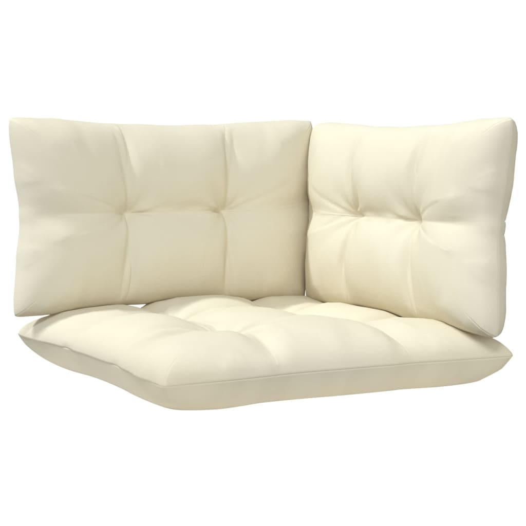 4 Piece Garden Lounge Set with Cream Cushions Pinewood
