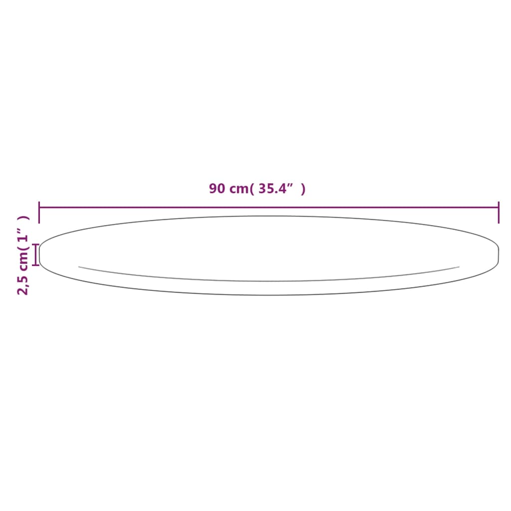 Table Top White Ø90x2.5 cm Solid Wood Pine