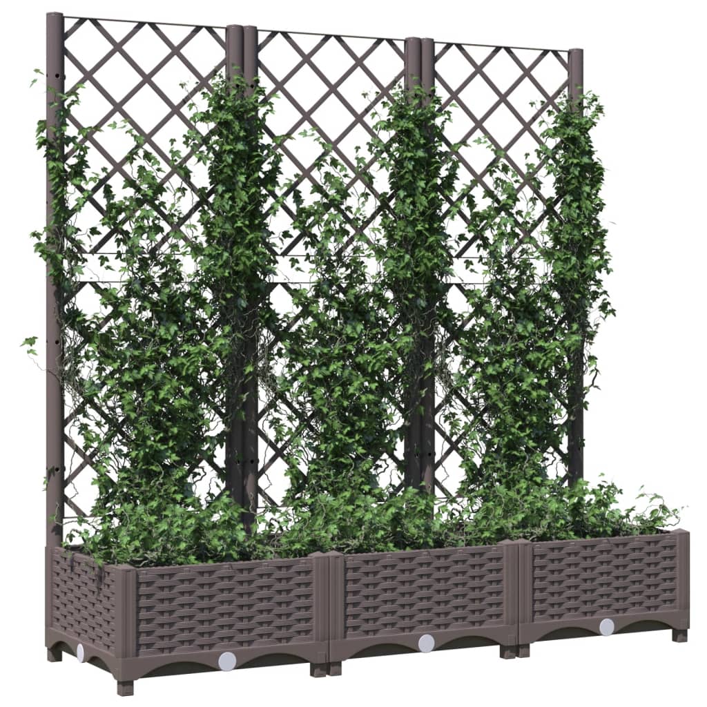 Garden Planter with Trellis Brown 120x40x121.5 cm PP
