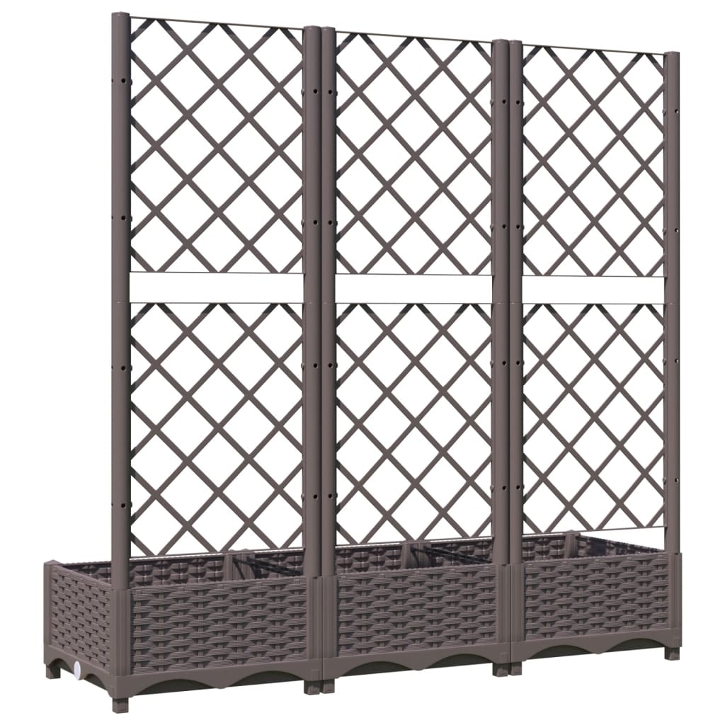 Garden Planter with Trellis Brown 120x40x121.5 cm PP