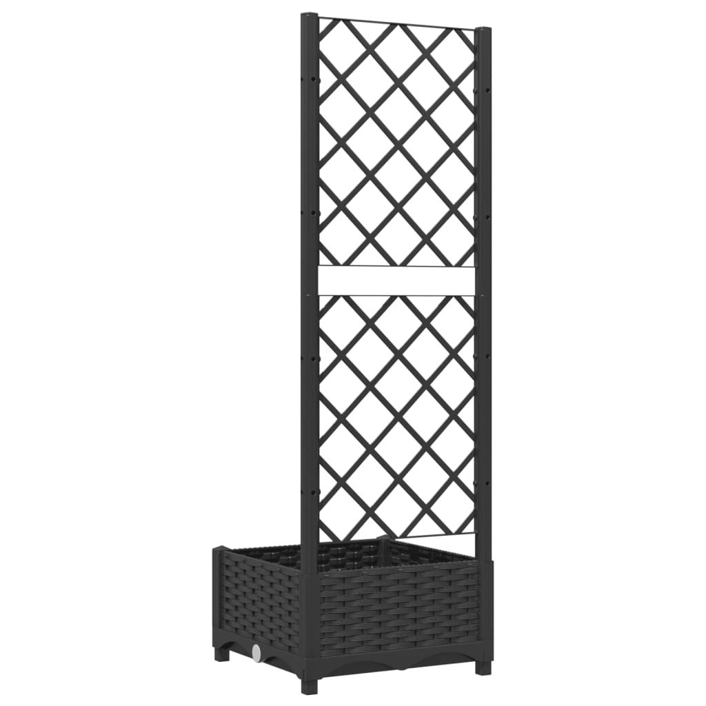 Garden Planter with Trellis Black 40x40x121.5 cm PP