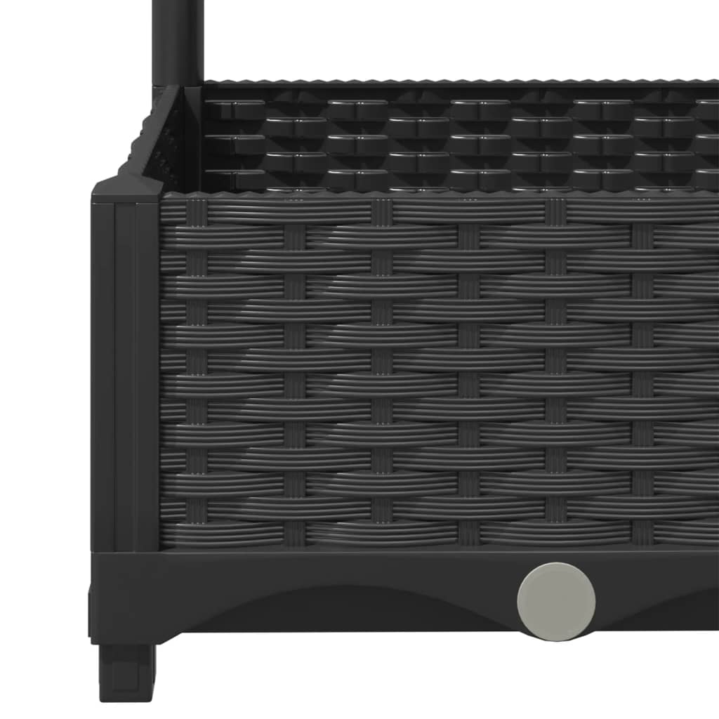 Garden Planter with Trellis Black 40x40x121.5 cm PP