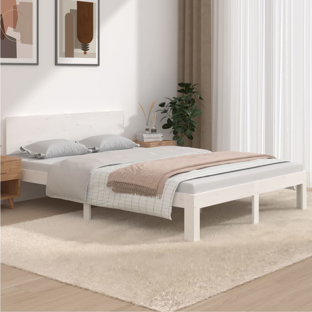 Bed Frame without Mattress White 135x190 cm