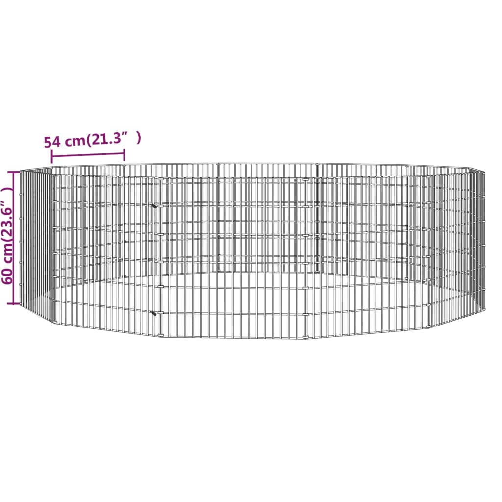 Free Range Animal Enclosure 12-Panel 54x60 cm Galvanised Iron