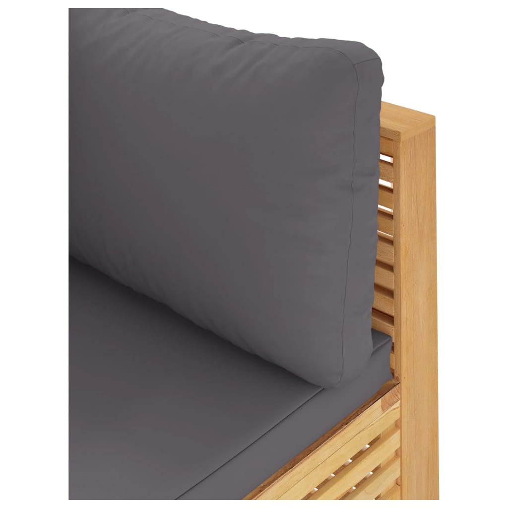 Garden Corner Sofa with Dark Grey Cushions Solid Wood Teak