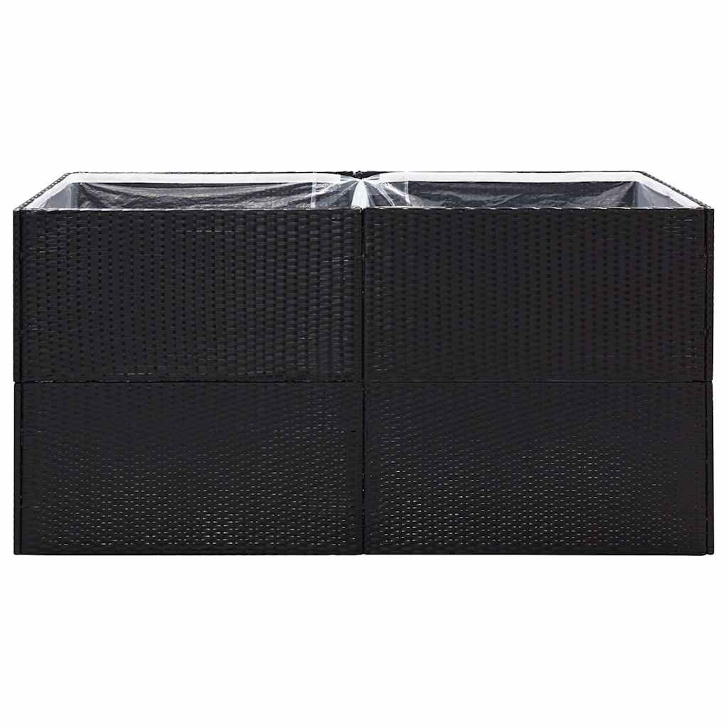 Garden Planter Black 157x80x80 cm Poly Rattan
