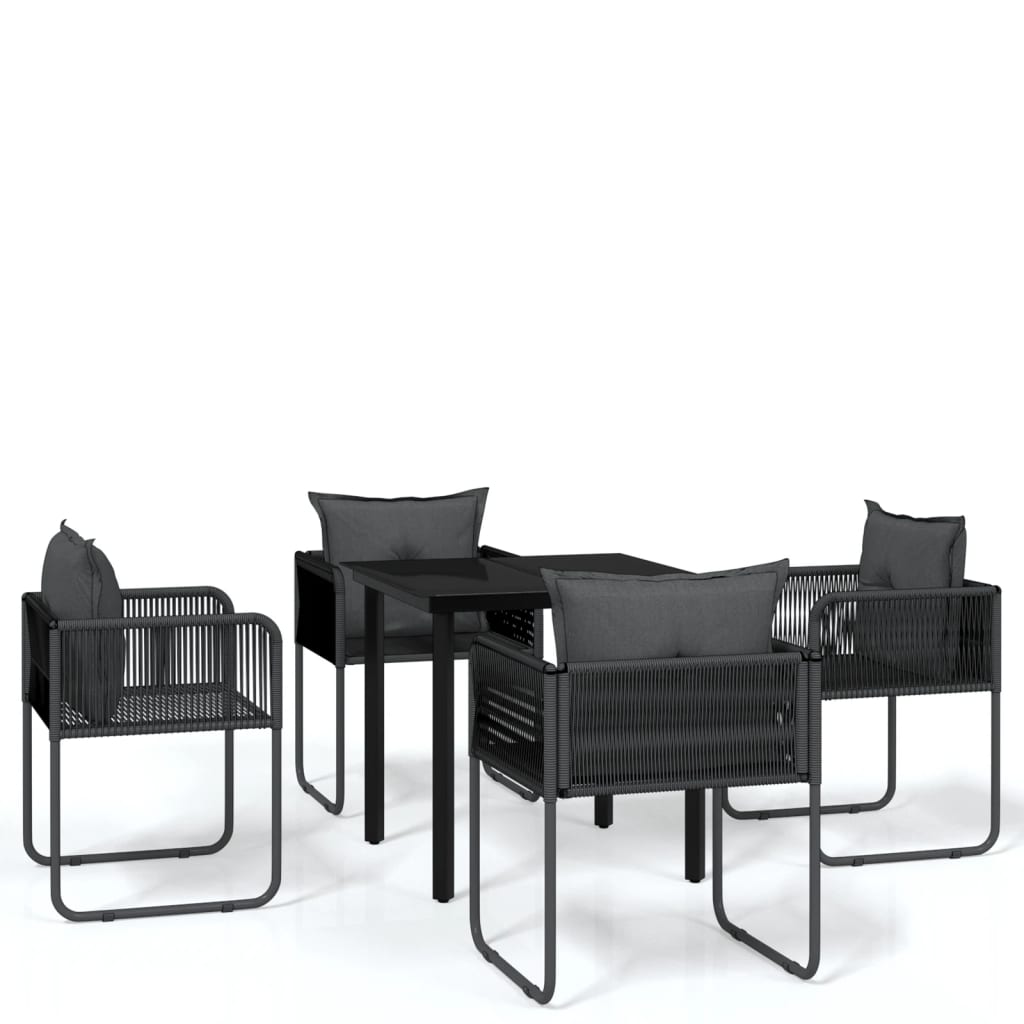 5 Piece Garden Dining Set Black