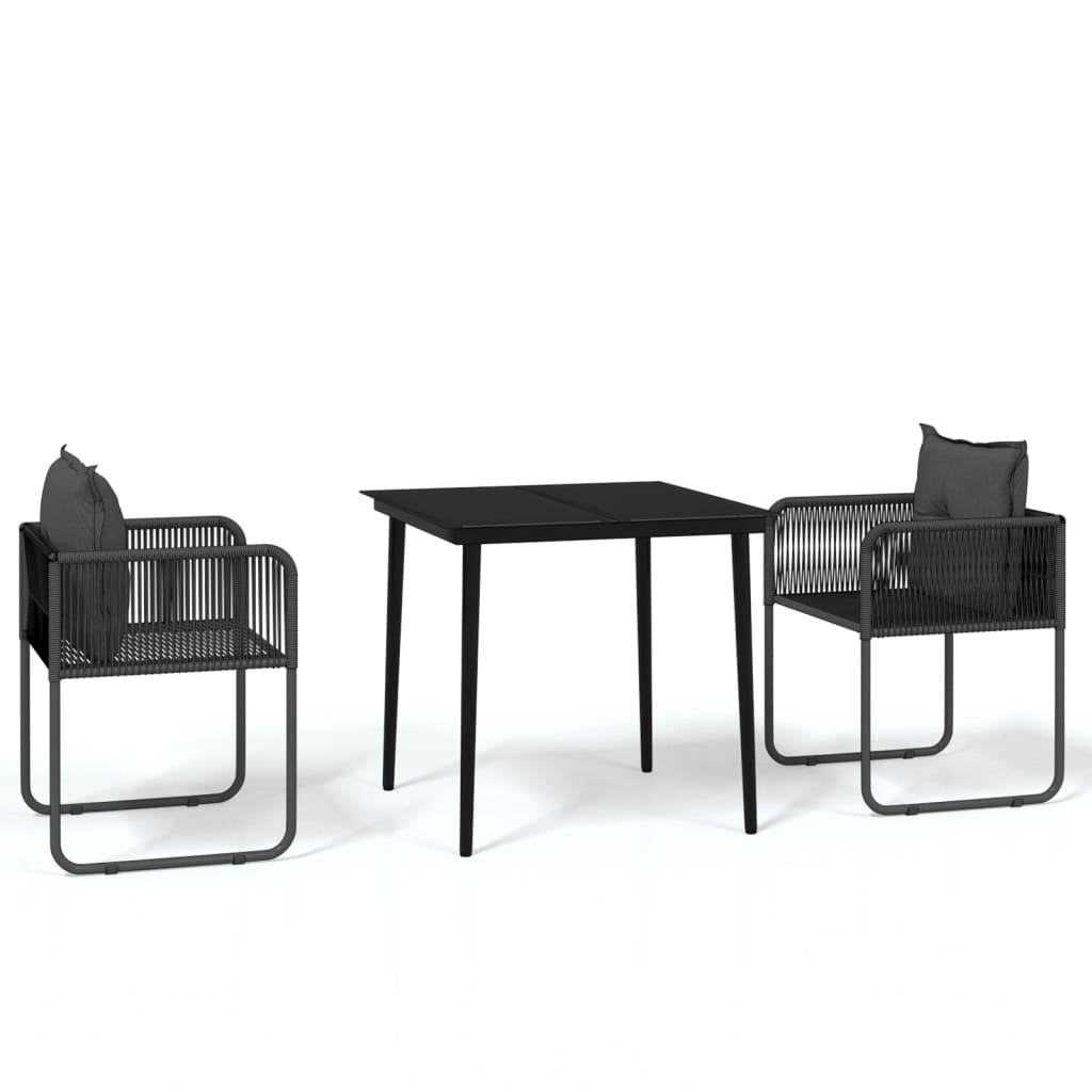 3 Piece Garden Dining Set Black
