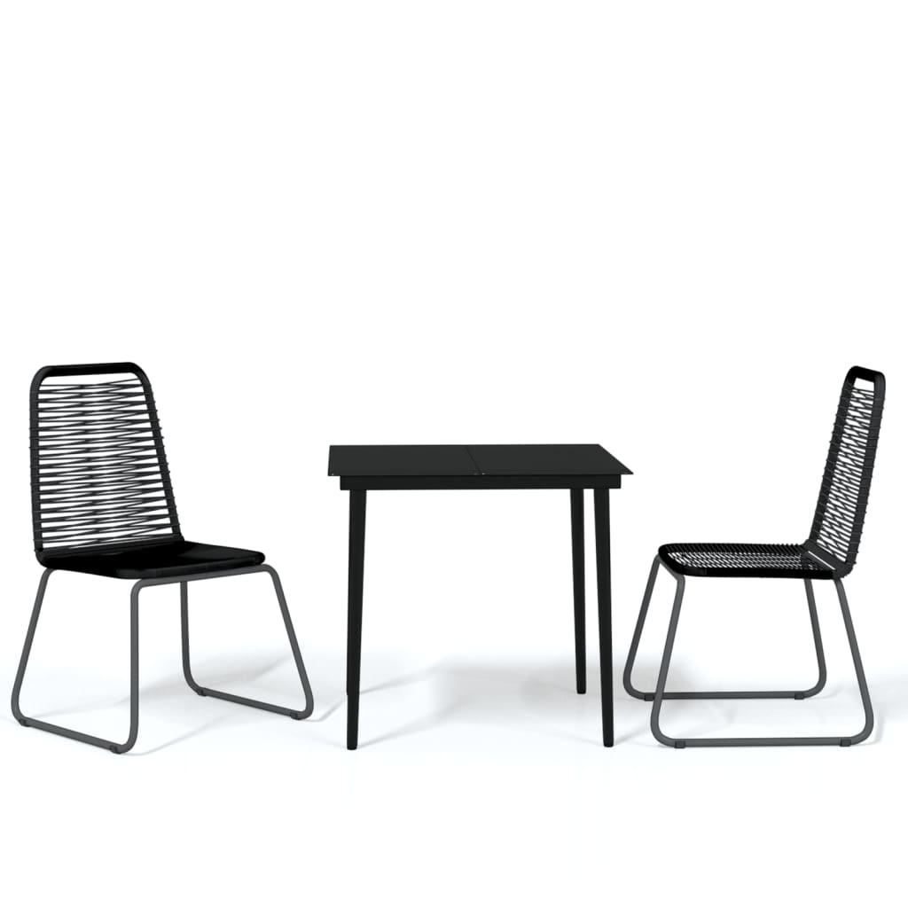 3 Piece Garden Dining Set Black
