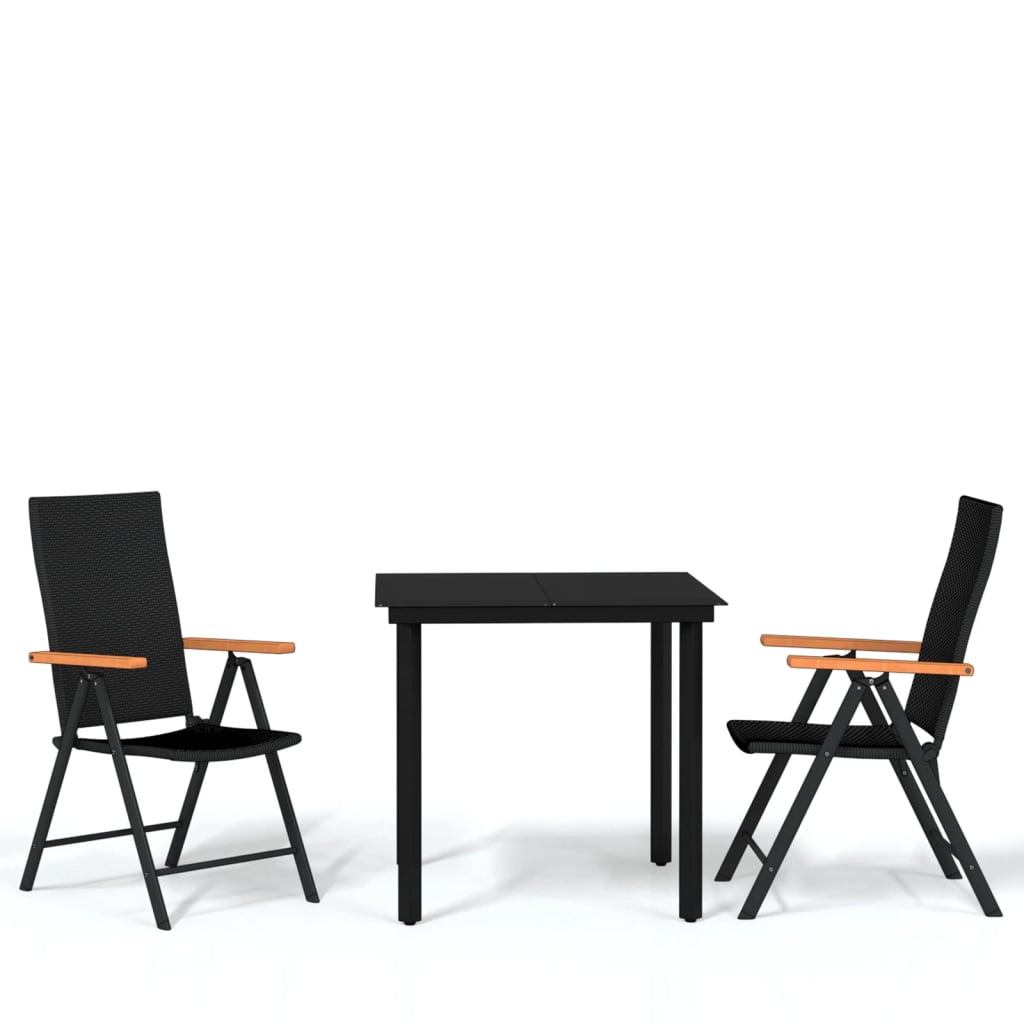 3 Piece Garden Dining Set Black