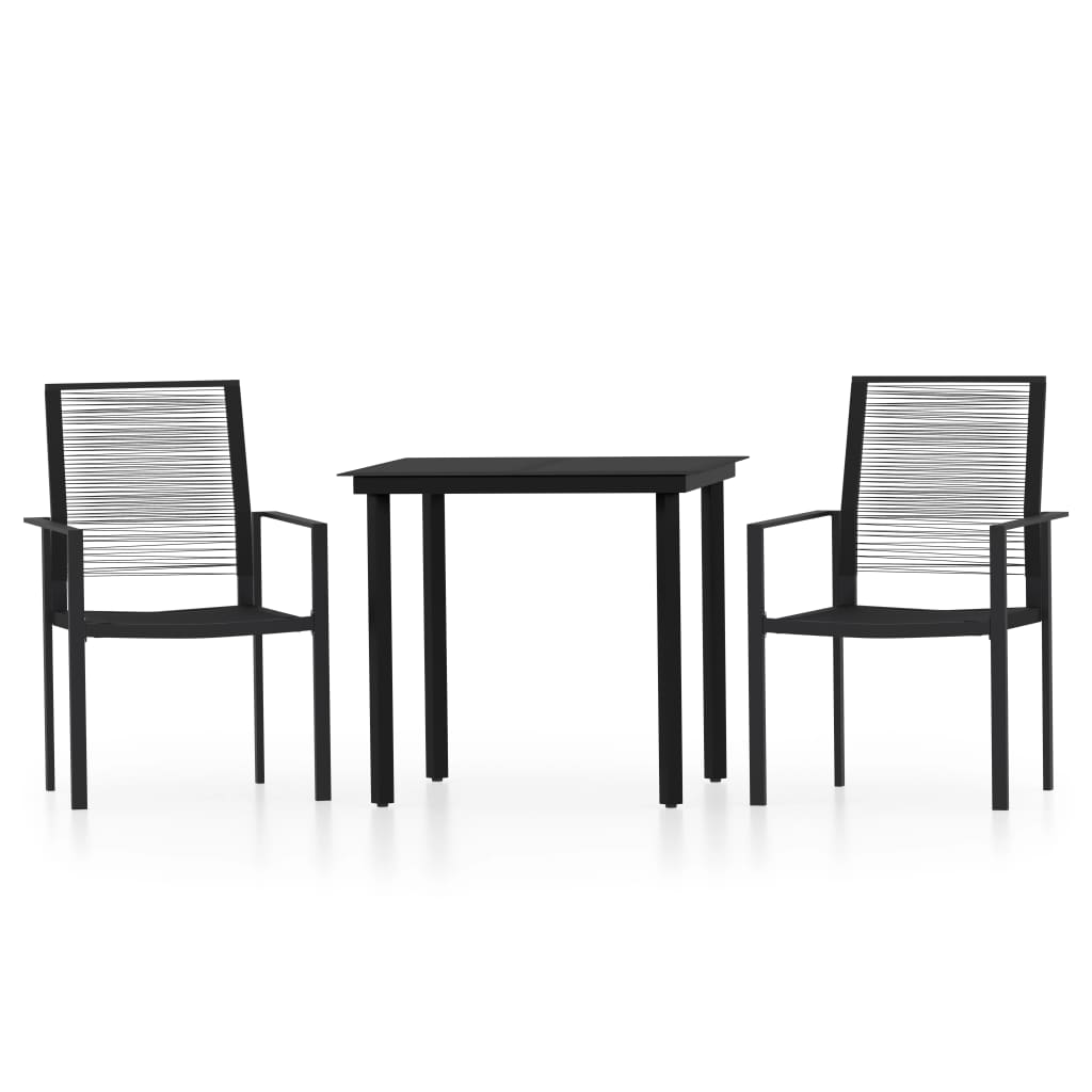 3 Piece Garden Dining Set Black