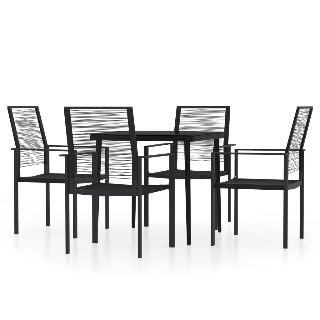 5 Piece Garden Dining Set Black
