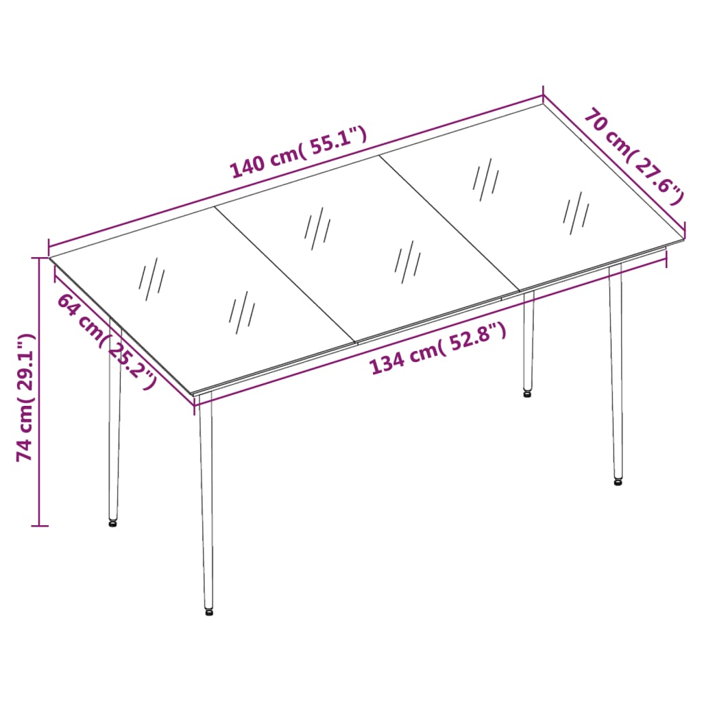 5 Piece Garden Dining Set Black