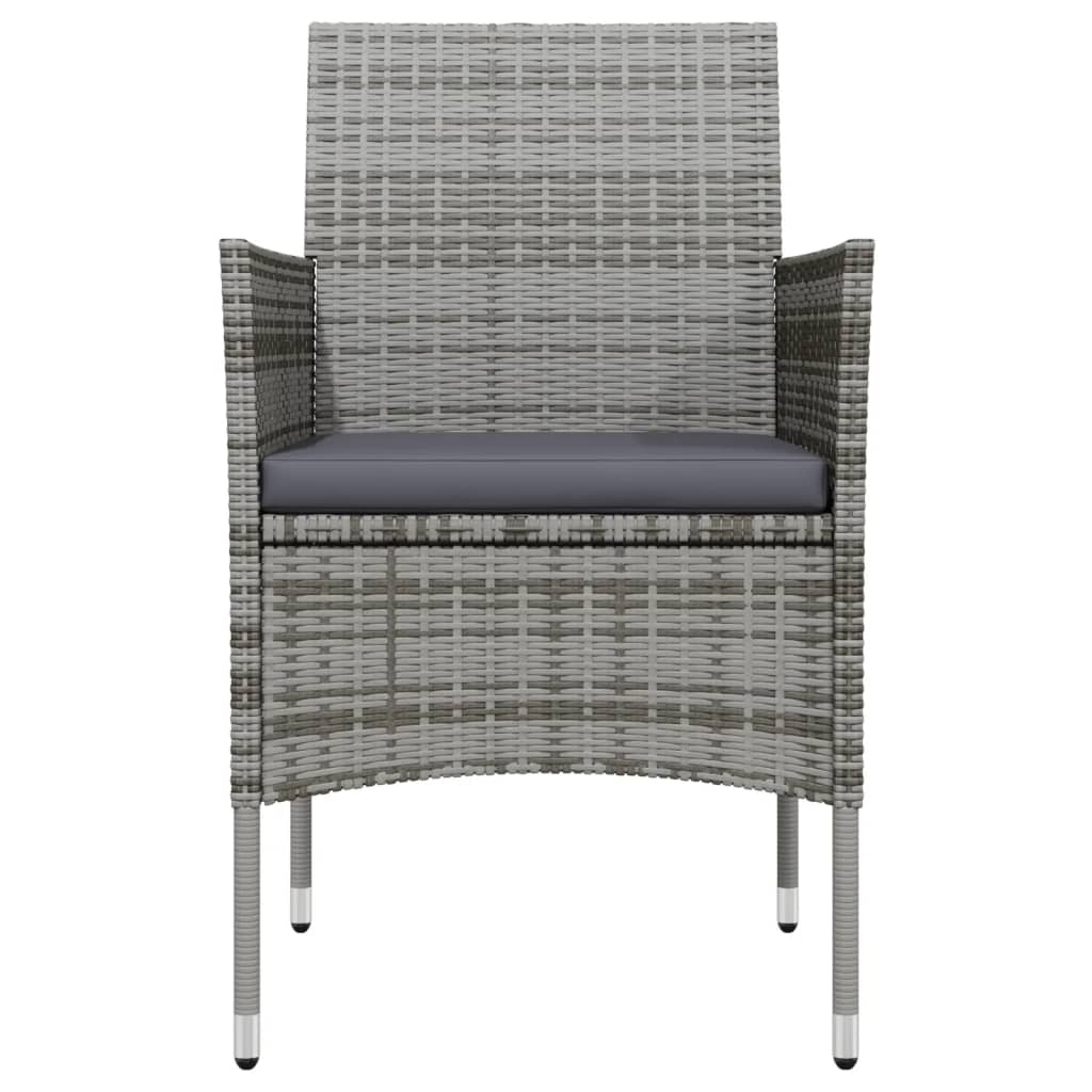 3 Piece Garden Dining Set with Cushions Grey and Black