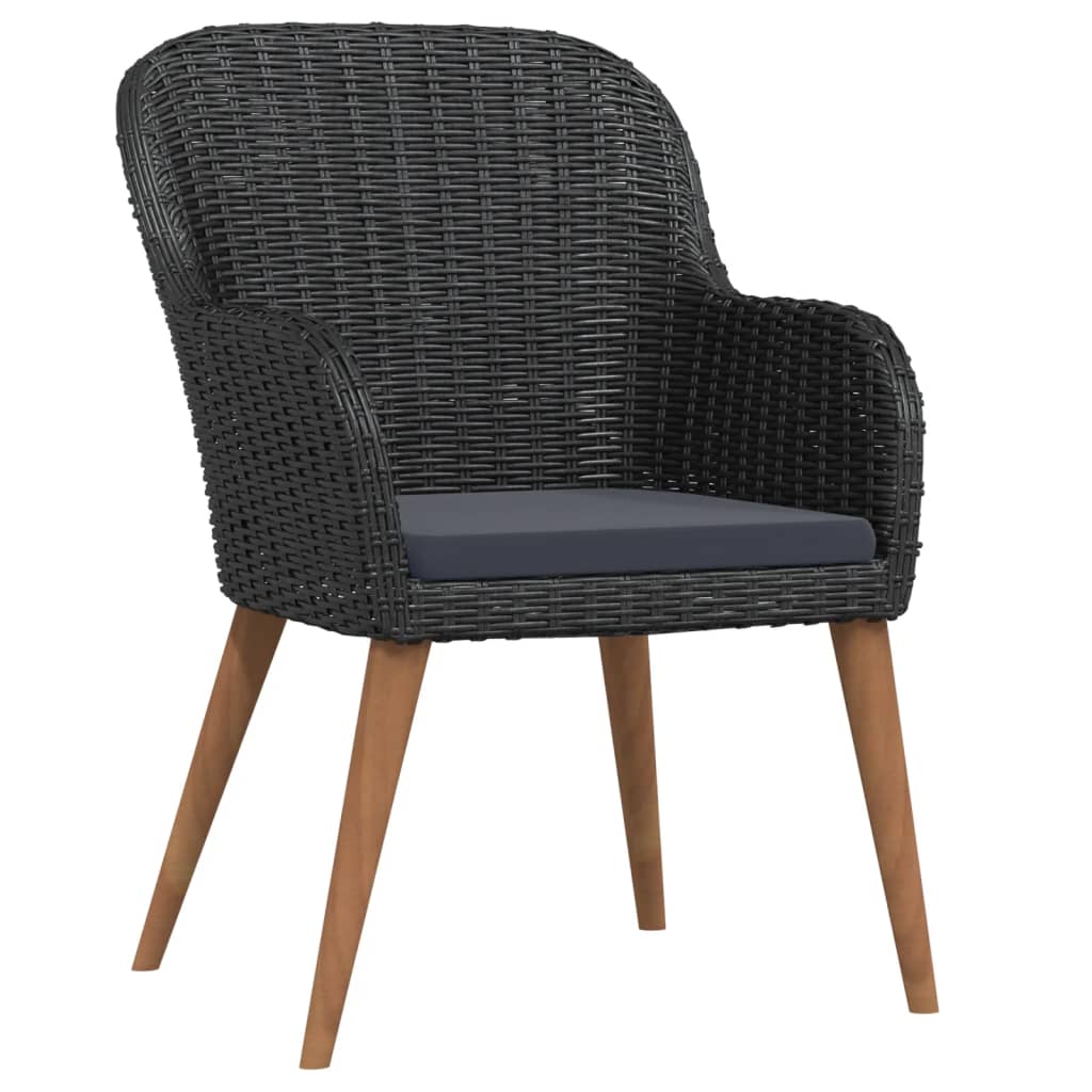 3 Piece Garden Dining Set with Cushions Black