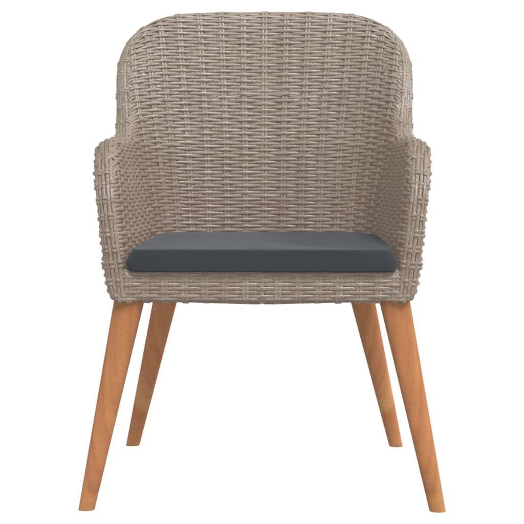 3 Piece Garden Dining Set with Cushions Brown