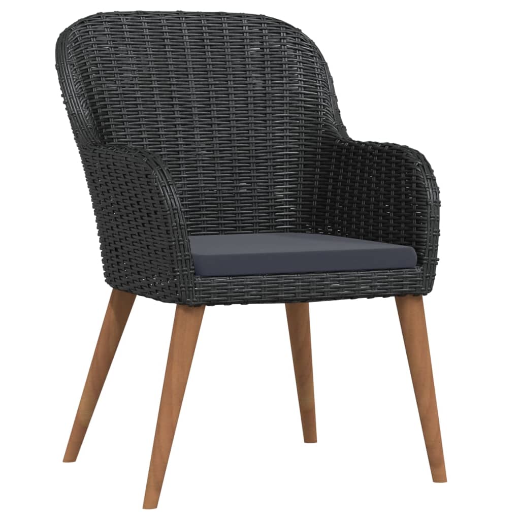 3 Piece Garden Dining Set with Cushions Black