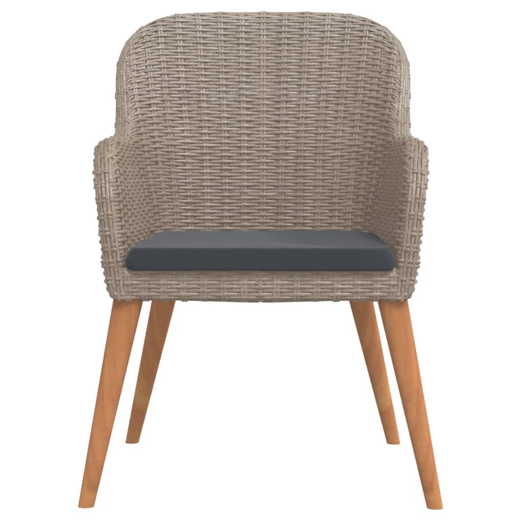 3 Piece Garden Dining Set with Cushions Brown