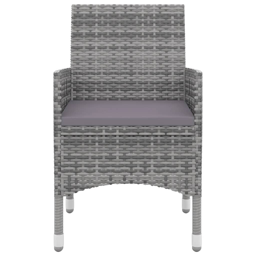 3 Piece Garden Dining Set with Cushions Poly Rattan and Glass