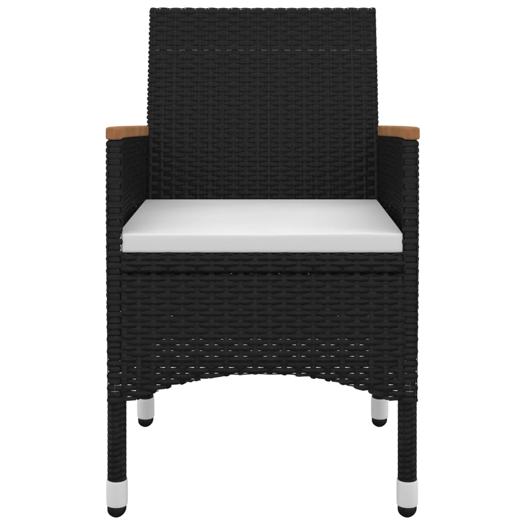 3 Piece Garden Dining Set with Cushions Poly Rattan and Glass