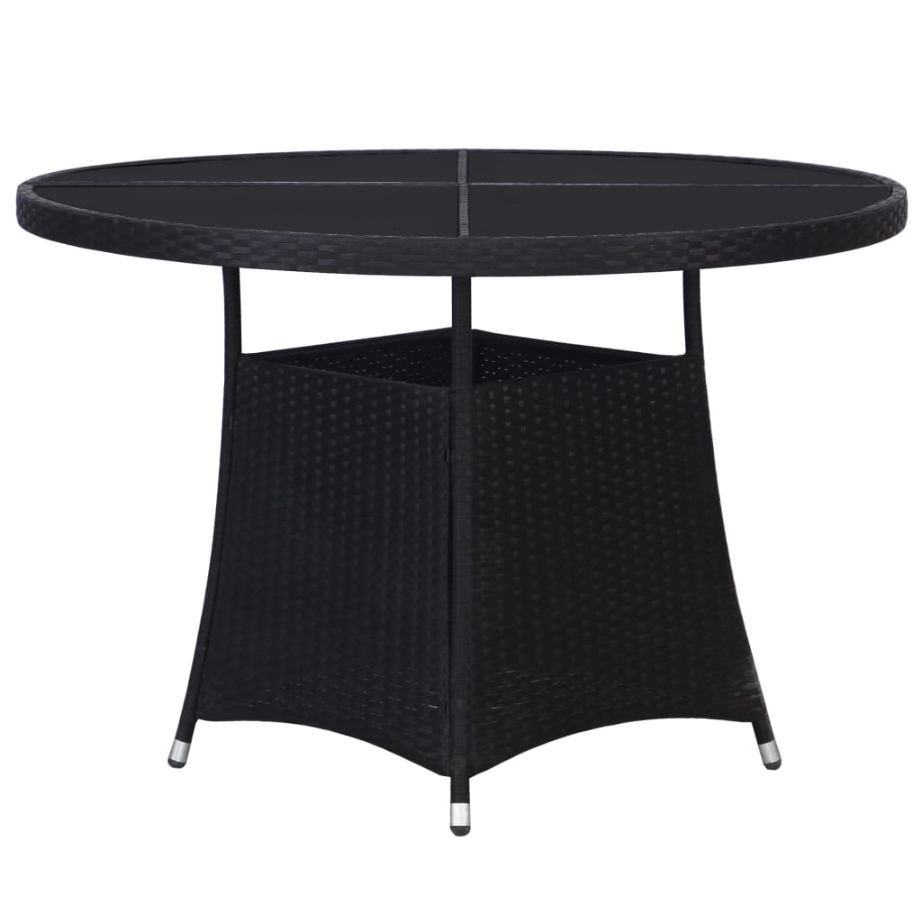 Garden Table Black Ø110x74 cm Poly Rattan