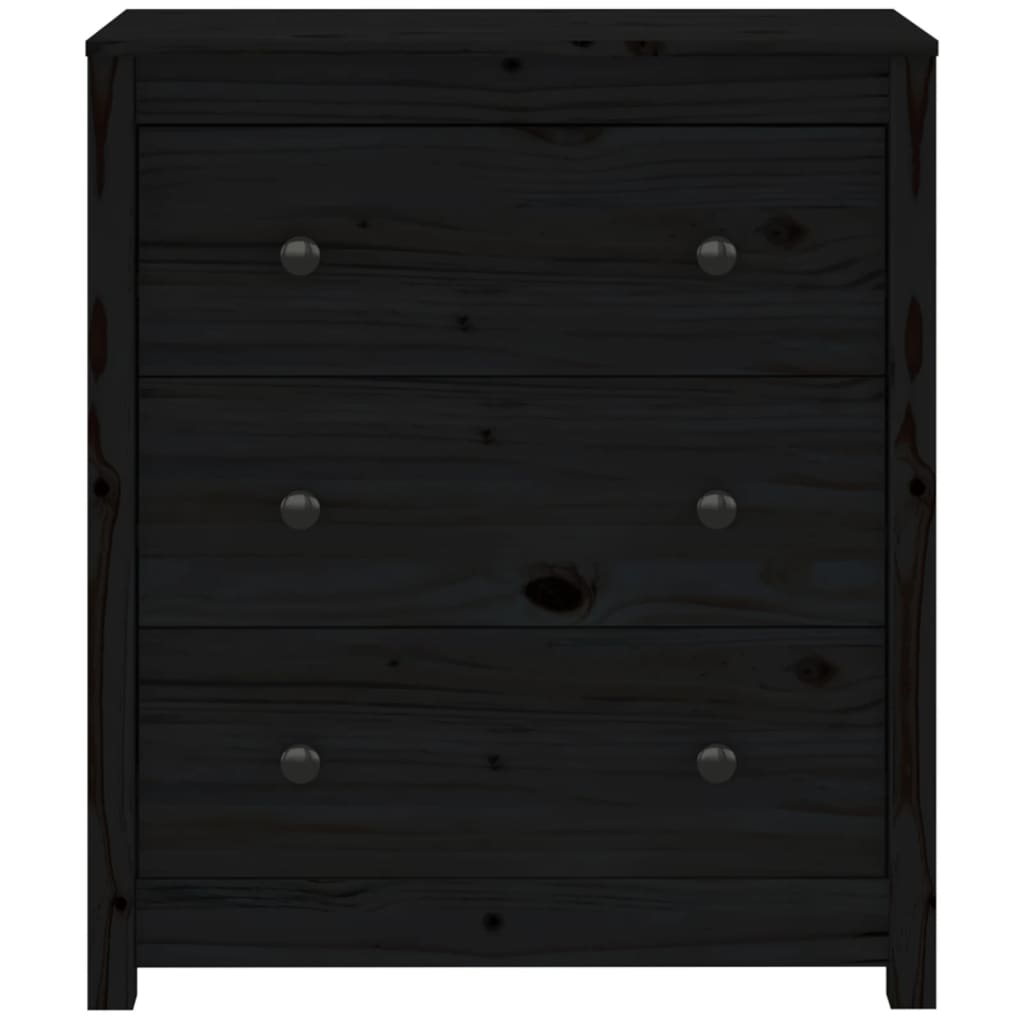 Sideboard Black 70x35x80 cm Solid Wood Pine