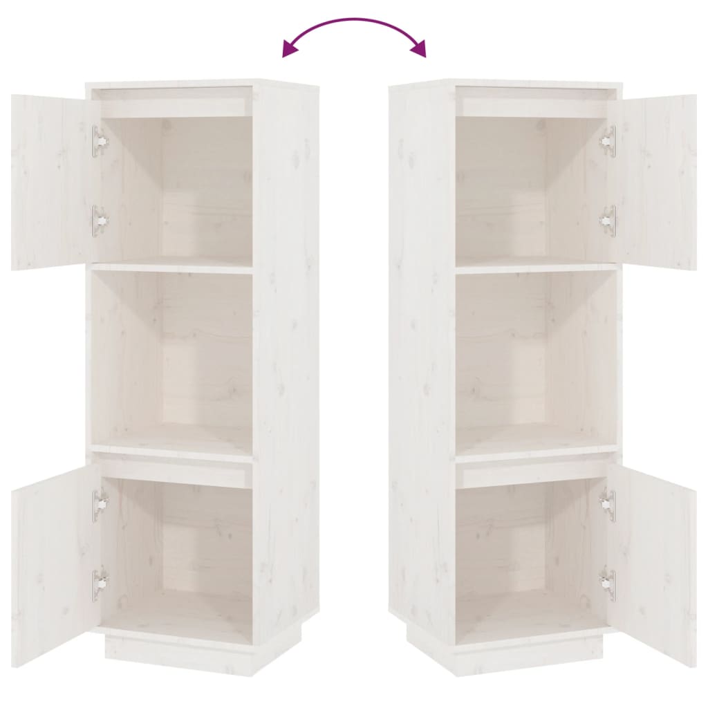 Highboard White 38x35x117 cm Solid Wood Pine